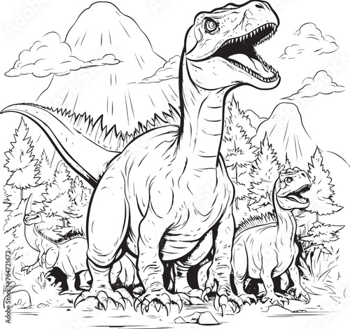Fossil Findings Vector Graphics for Dinosaur Line Art Coloring Pages Jurassic Juxtaposition Line Art Coloring Pages Vector Logo with Dinosaurs