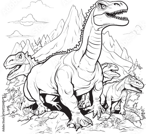 RexRender Vector Graphics for Dynamic Dinosaur Lineart Coloring Pages TriceratopsTrace Vector Logo Showcasing Detailed Dinosaur Lineart Coloring Pages