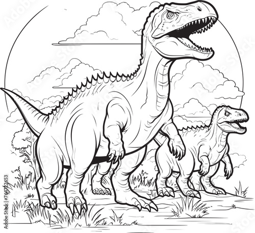 Mesozoic Magic Vector Design for Dinosaur Line Art Coloring Pages Pterodactyl Parade Dinosaur Line Art Coloring Pages Vector Icon