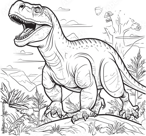 Ancient Amazement Vector Design for Dinosaur Line Art Coloring Pages Fossil Fun Dinosaur Line Art Coloring Pages Vector Icon