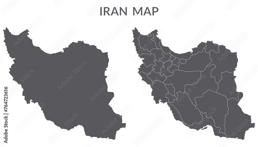 Iran map. Map of Iran in grey set