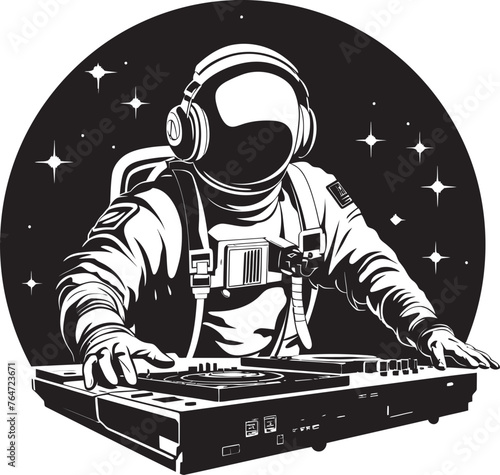 фотографія Moonbeam Mix DJ Astronaut Vector Logo for Lunar Rhythms Cosmic Cadence Vector Gr