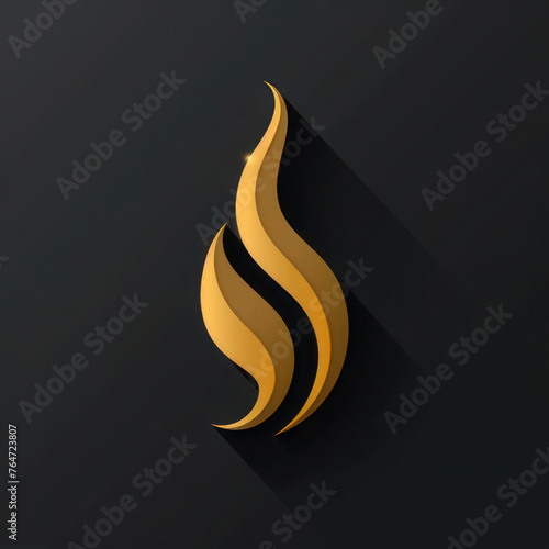 The logo is a golden candle flame on a black background. AI generated