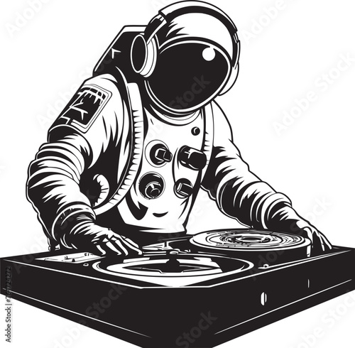 Interstellar Interlude DJ Astronaut Vector Graphics Galactic Groove Vector Logo Featuring Space DJ