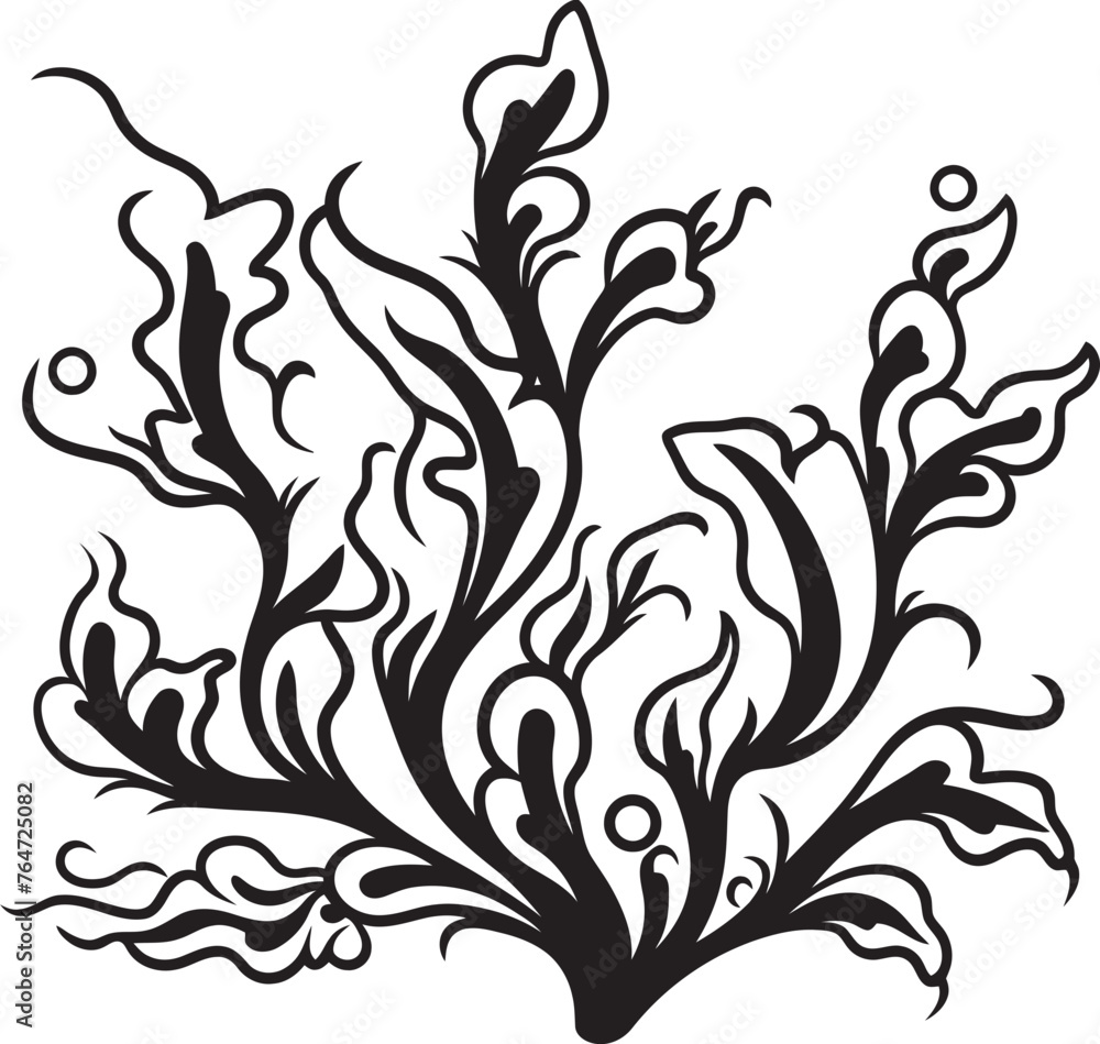 Obraz premium Marine Musings Doodle Seaweed Vector Graphics Evoking Oceanic Thoughts Seashore Symphony Vector Logo with Harmonious Doodle Seaweed
