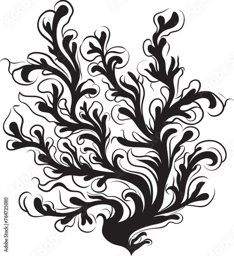 Seaside Silhouettes Doodle Seaweed Vector Design in Coastal Shadows Underwater Whimsy Vector Icon featuring Playful Doodle Seaweed