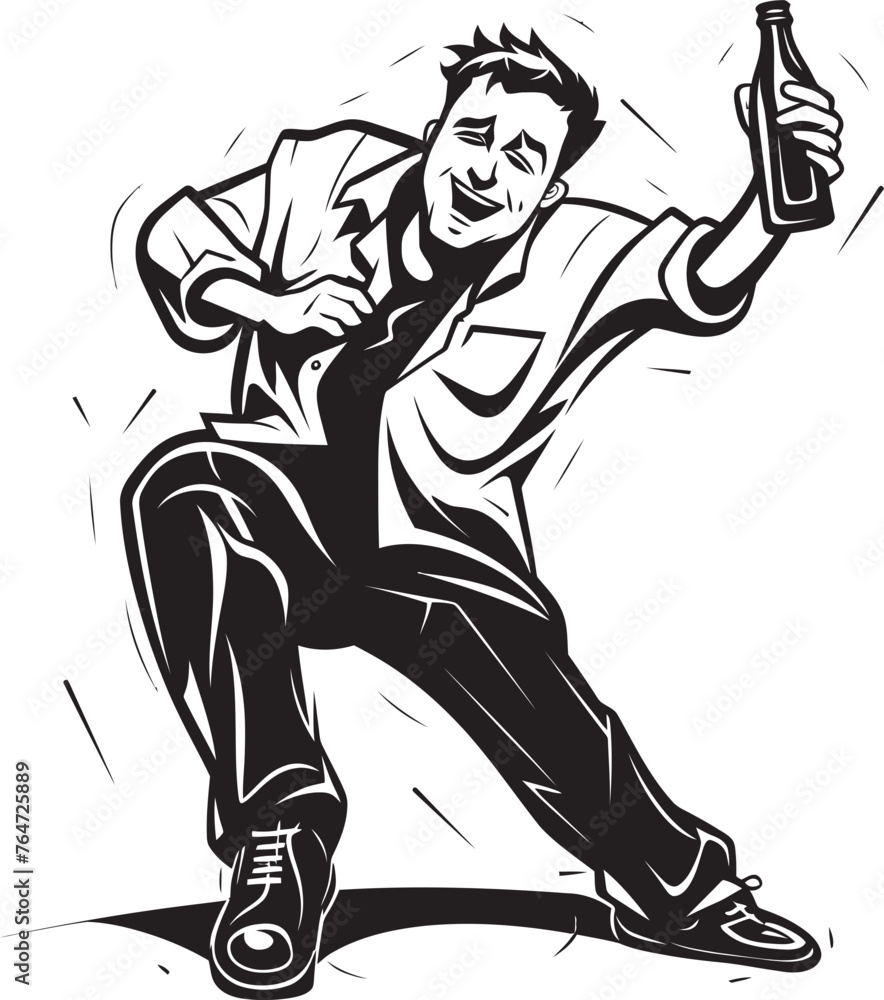 Tipsy Tenderness Drunken Man Vector Design Holding an Alcohol Bottle with Tender Affection IntoxiFriend Vector Graphics Depicting the Companionship Between a Drunken Man and His Alcohol Bottle