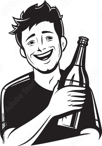 Drunkards Devotion Vector Logo Featuring Mans Love for Booze IntoxiAffection Vector Design with Mans Embrace of Alcohol Icon