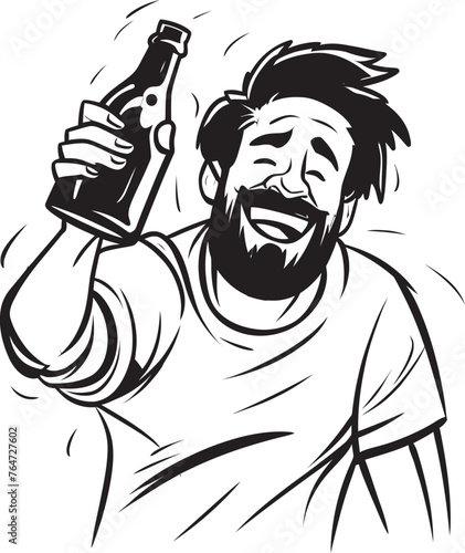 IntoxiLove Vector Design with Mans Passionate Embrace of Alcohol Icon Drunken Bliss Vector Graphics of Mans Ecstasy with Booze