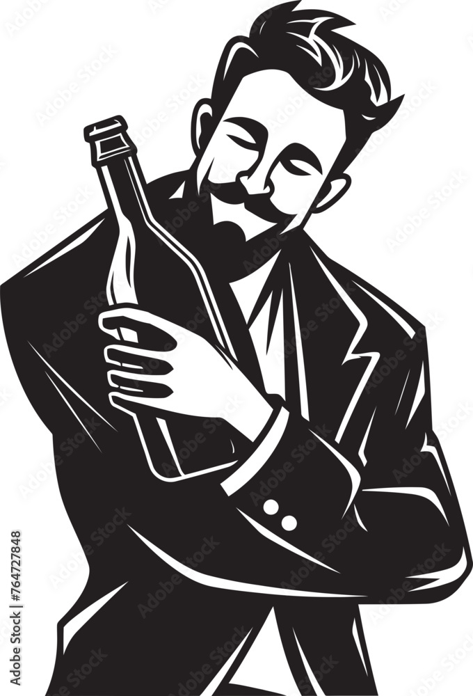 Drunken Devotion Vector Logo with Mans Dedication to Booze Booze Bliss Vector Design with Drunken Mans Ecstasy with Bottle Drunken Devotion Vector Logo with Mans Dedication to Booze Booze Bliss Vector Design with Drunken Mans Ecstasy with Bottle