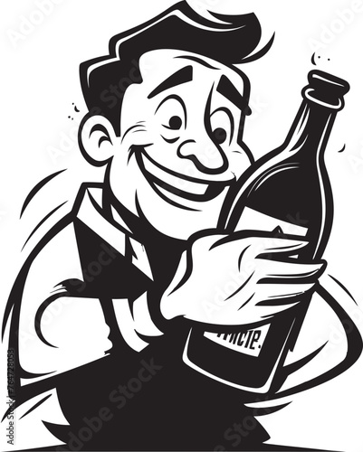 Booze Bond Vector Graphic Depicting the Strong and Intimate Bond Between a Drunken Man and His Trusty Booze Bottle Sloshed Serenity Vector Logo Exuding a Sense of Serenity and Peace as a Drunken Man 