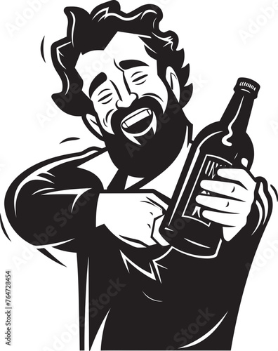 Drunkards Devotion Mans Love for Booze in Vector Logo IntoxiAffection Mans Embrace of Alcohol Icon in Vector Design