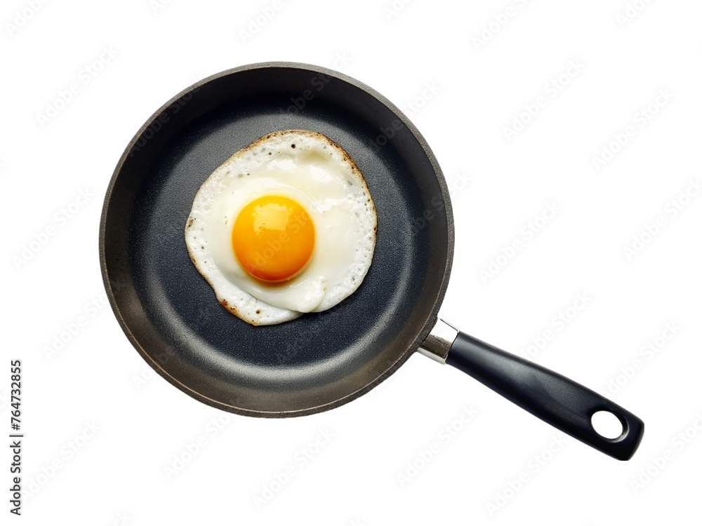 Fried egg on a pan isolated on transparent background. Fried egg on a pan isolated on transparent background.
