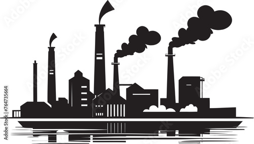 Air Quality Alert Vector Icons and Graphics Highlighting Factory Pollution Pollution Plumes Vector Logo and Design Elements Reflecting Air Pollution Effects