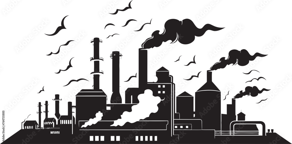 Obraz premium Toxic Outcry Vector Graphics and Icon Assortment Manufacturing Misery Factory Pollution Vector Logo Showcase