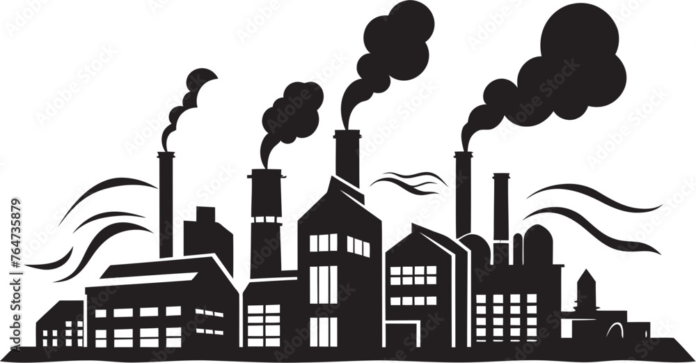 Manufacturing Misery Factory Pollution Vector Logo Showcase Polluted Horizons Factory Air Pollution Vector Design Compilation