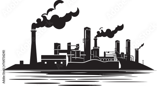 Urban Smog Vector Logo and Design Embodying Air Pollution Industrial Blight Vector Icons and Graphics Highlighting Factory Pollution