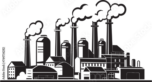 Smog Scape Vector Graphics and Icons Representing Factory Pollution Industrial Blight Vector Logo Design Embodying Air Pollution