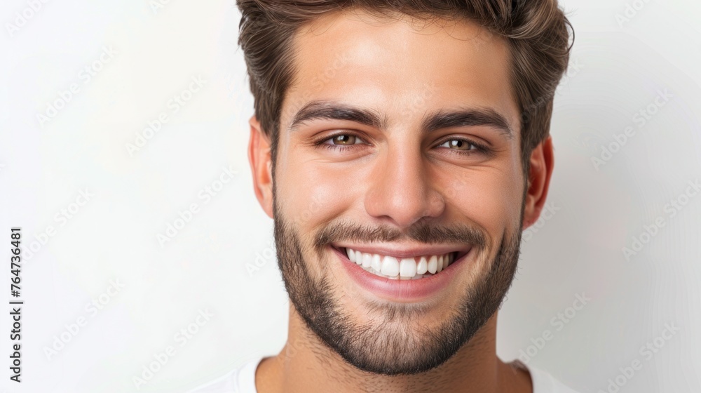 Obraz premium Charming Man with Captivating Smile - Portrait of Joy and Confidence, Generative AI