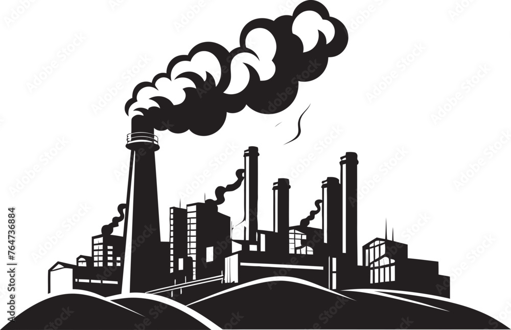 Industrial Decay Vector Design and Icon Ensemble Smog Alerts Factory Air Pollution Vector Logo Assortment
