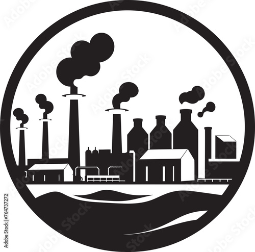 Smog City Vector Graphics and Icons Depicting Air Pollution Impacts Factory Fallout Vector Logo and Design Elements Reflecting Industrial Pollution