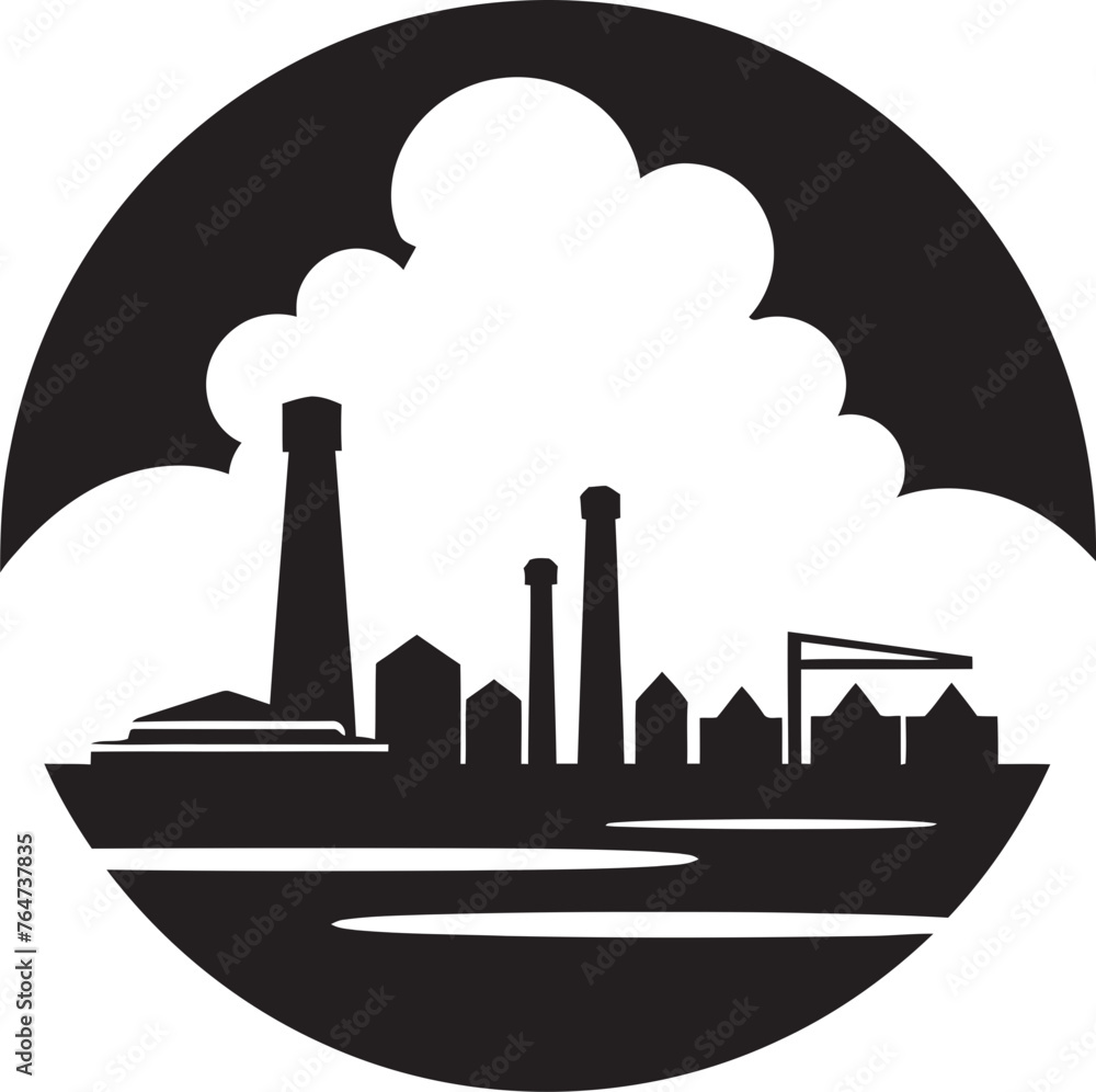 Factory Fumes Vector Logo and Design Illustrating Industrial Air Pollution Smog Signals Vector Factory Graphics and Icons Representing Air Quality Deterioration