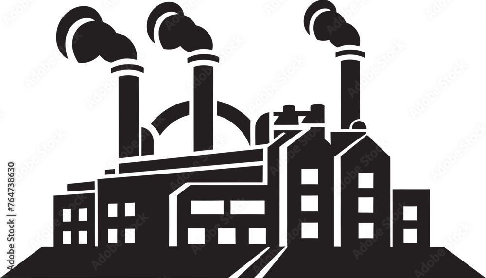 Toxic Industrial Landscape Vector Logo and Design Reflecting Air Contamination Factory Fallout Vector Graphics and Icons Depicting Industrial Pollution