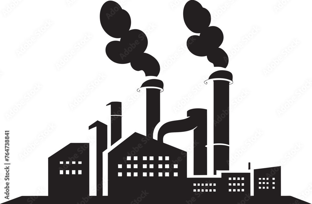Fototapeta premium Factory Fallout Pollution Vector Design and Logo Showcase Environmental Crisis Factory Air Pollution Vector Graphics Assortment