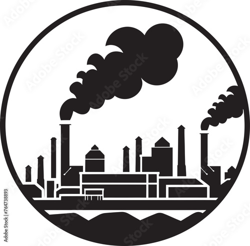 Polluted Landscapes Factory Air Pollution Vector Designs Industrial Blight Vector Logo and Design Elements