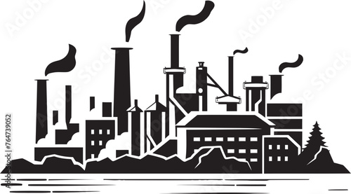 Smokestack Stories Factory Pollution Vector Logo Assortment Industrial Impact Factory Air Pollution Vector Graphics Compilation