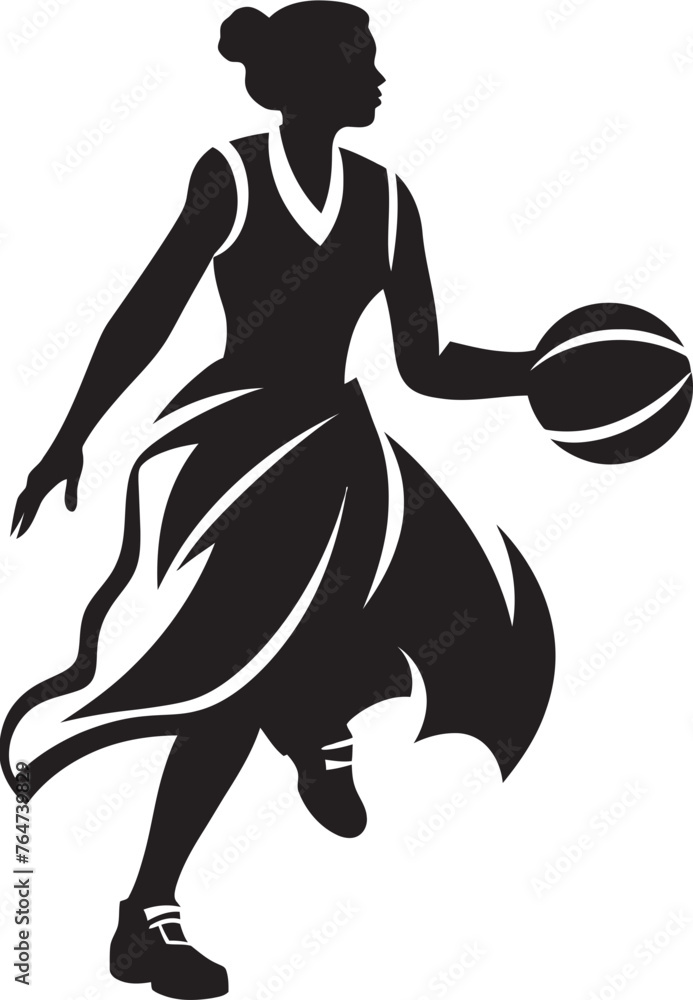 Hoop Heroine Vector Graphics Featuring a Female Basketball Players Dunk Rim Rattling Queen Vector Illustration of a Female Basketball Player Executing a Dunk