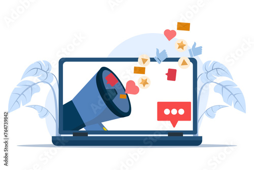 Concept of targeting, marketing, People involved in PR. Successful work on the Internet and office. Concept of journalism, advertising, online advertising in flat design on white background.