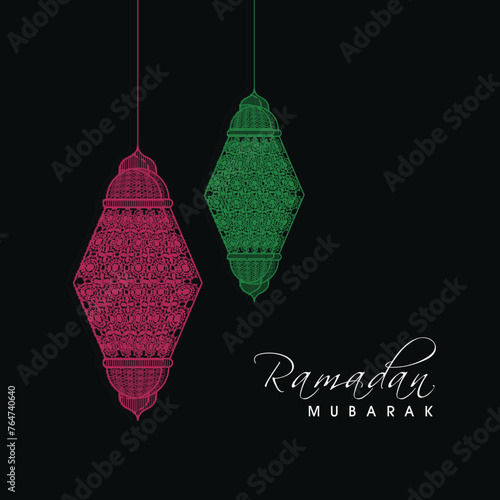Colorful hanging arabic lamps or lanterns for holy month of muslim community, Ramadan Kareem celebration.