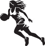 Basket Blaze Female Basketball Player Dunk Vector Emblem Slam Queen Vector Logo and Design Showcasing Female Player Dunk