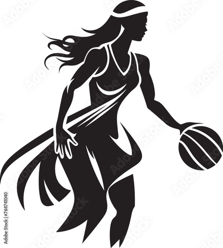 Rim Raptor Vector Logo and Design Featuring Female Players Dunk Dunk Dynasty Female Basketball Player Dunk Vector Graphics