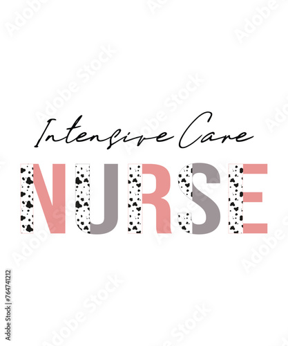Intensive care nurse t shirt design print template