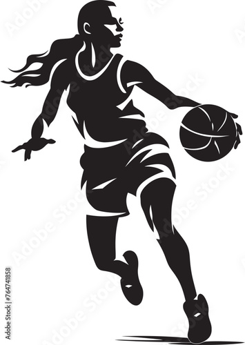 Slam Squad Queen Vector Logo and Design Showcasing a Female Basketball Players Dunk Basket Bombshell Vector Illustration of a Female Basketball Player Executing a Dunk
