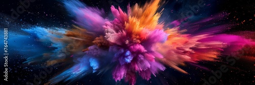 Colorful powder explosion, banner, abstract background