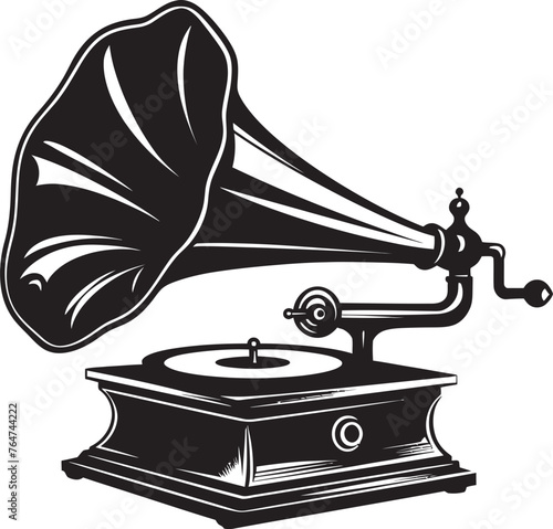 Echoes of Elegance Gramophone Vector Icon and Graphics Retro Reverie Vector Gramophone Emblem