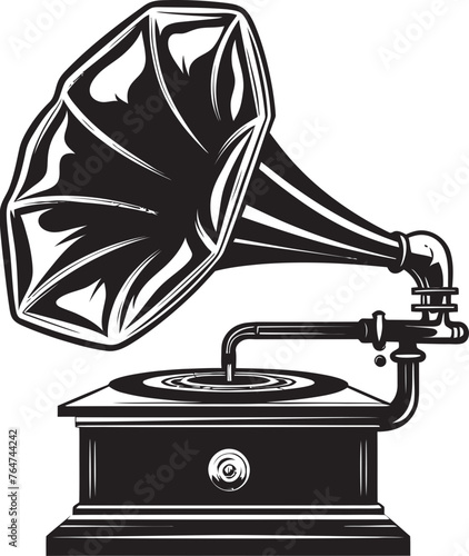 Retro Reverie Vector Gramophone Emblem Vintage Vinyl Gramophone Vector Logo and Design