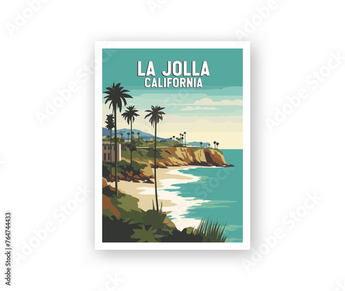 La Jolla, California Illustration Art. Travel Poster Wall Art. Minimalist Vector art