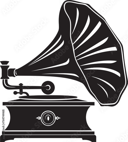 Nostalgic Notes Vector Gramophone Emblem Antique Audio Gramophone Vector Logo and Design