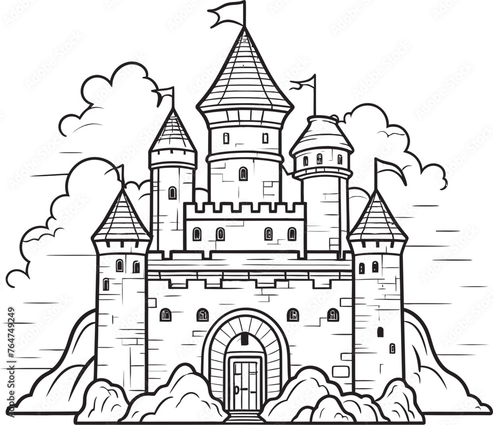 Royal Residence Medieval Castle Vector Icon Fortress Foundations Vector Design of Castle