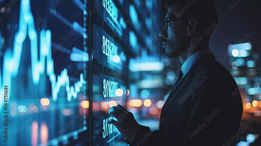 Smart trader with abstract stock market chart.Market analysis.Bitcoin,stock trade concept. Smart trader with abstract stock market chart.Market analysis.Bitcoin,stock trade concept.