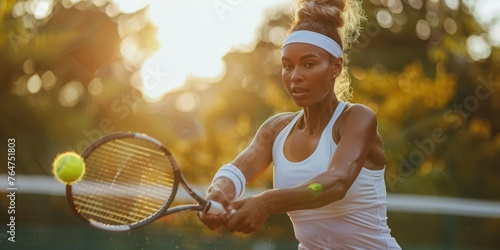 woman playing tennis. ai generated © dark_blade