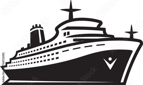 Tuneful Trawler Musician Ship Icon with Artistic Flair Harmonic Hauler Vector Ship Emblem for Musicians