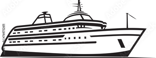 Tuneful Trawler Musician Ship Icon with Artistic Flair Harmonic Hauler Vector Ship Emblem for Musicians