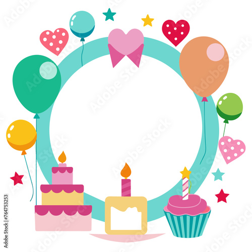 Birthday Collage Picture frame Vector Illustration