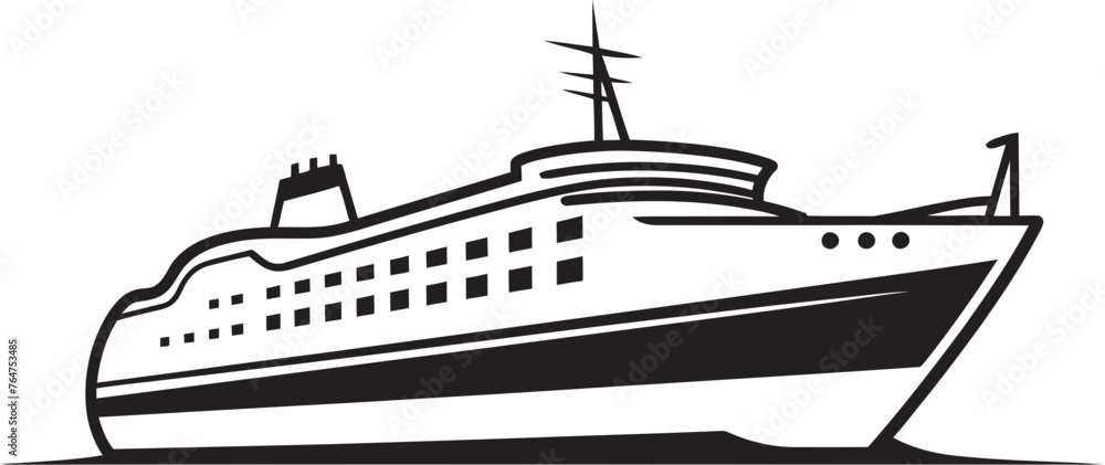 Melody Mariner Musician Artist Ship Graphic Reflecting Harmony Harmonic High Seas Vector Ship Emblematic Icon for Musicians