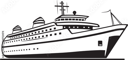 Rhythmic Routes Musician Artist Ship Iconic Emblem Harmony Hull Vector Ship Logo with Rhythmic Influence